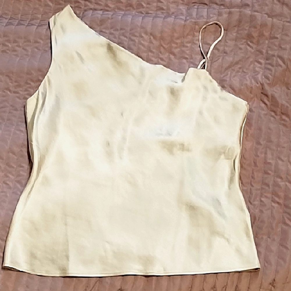 Elegant Cream/Pale Ballet Pink One-Shoulder Women's Top